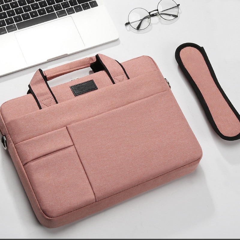 Geanta laptop portabila, 13'', 14'', 15'', 16'' inch, pentru notebook, ultrabook， Fudisenn®, impermeabila, 4 compartimente exterioare, roz, 43.5x32x6.5cm