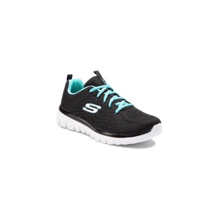 Skechers női sportcipő, 201122952, Textil, Fekete, Fekete
