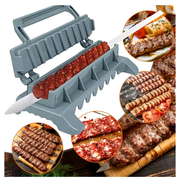 Presa pentru Kebab, cu Manere pentru Presare Perfecta, Gri