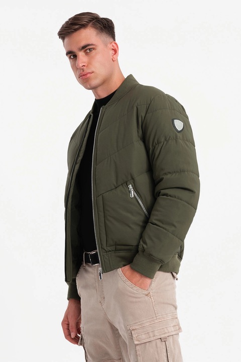 OMBRE, Jacheta cu buzunare cu fermoar, Verde masliniu