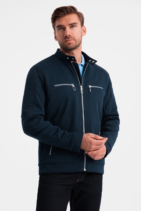 OMBRE, Jacheta cu buzunare cu fermoar, Bleumarin