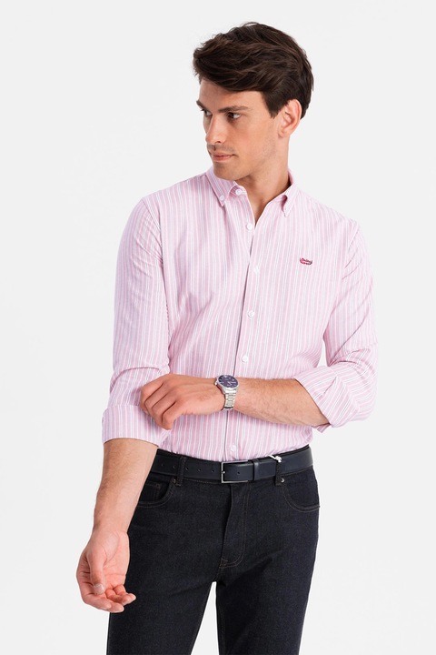 OMBRE, Csíkos ing, Fehér/Rózsaszín