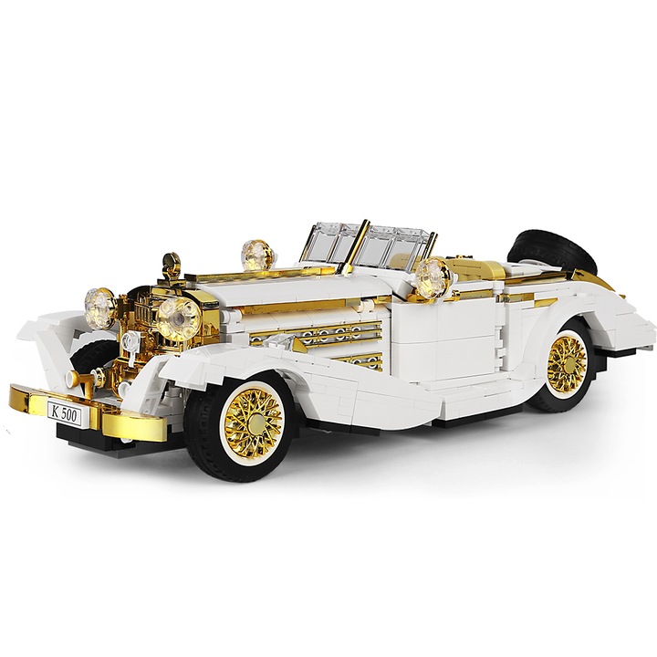 Set de constructie Mercedes-Benz 500K, 868 elemente, alb, Mould King