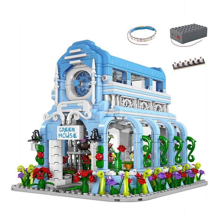 Строителен комплект Ботаническа градина, Mould King, 1289 елемента, с осветление, многоцветен