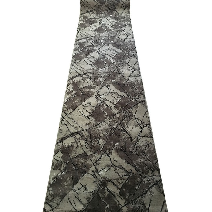 Traversa Antiderapanta cu Nuante Maro, Abstract, Poliester, 80 x 320 cm