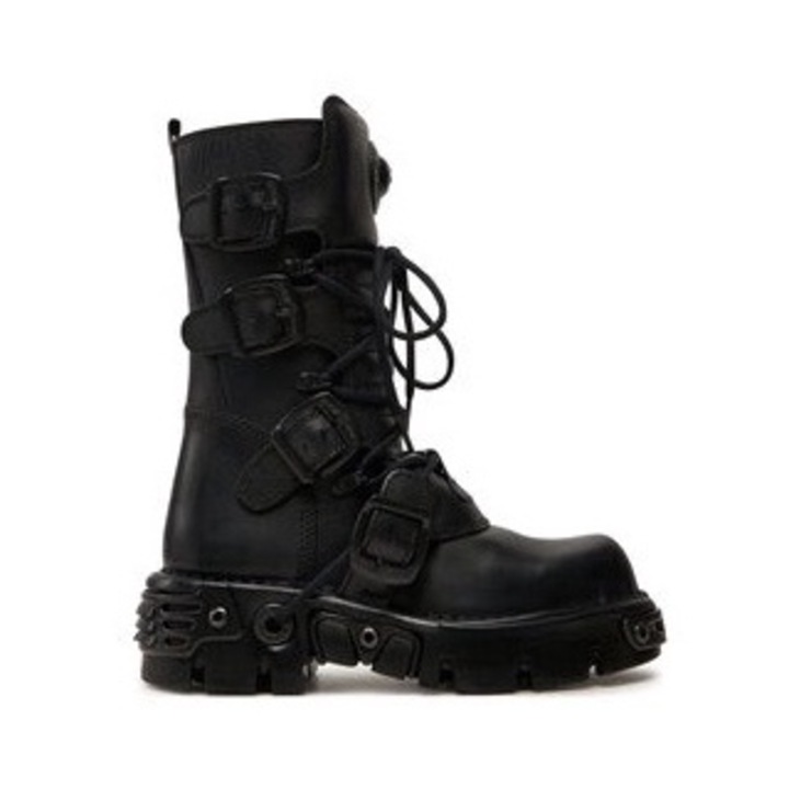 Bocanci dama New Rock, M-373-S18, Piele naturala, Negru, Negru