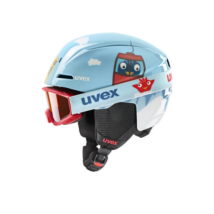 Casca de protectie sport Uvex Viti Set, 56/S, material plastic, albastru