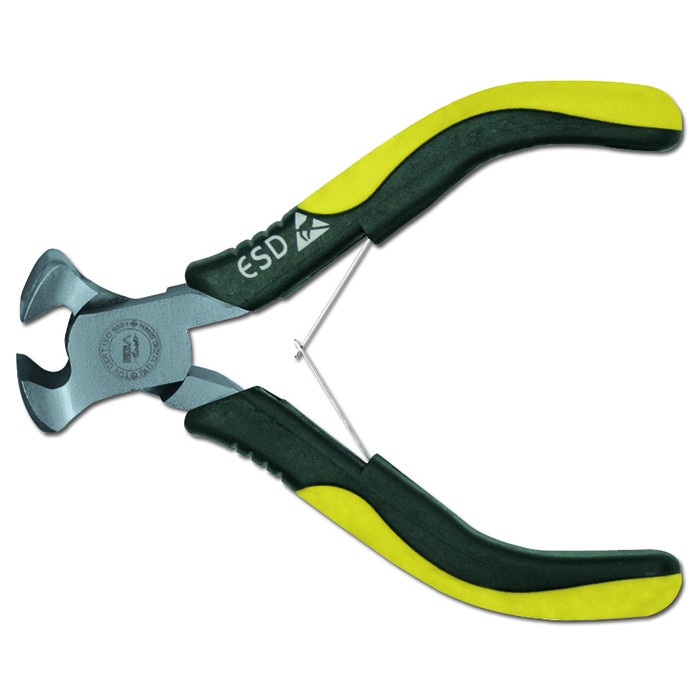 Cleste cu tais fata ESD cu maner bimaterial marca Egamaster cu dimensiunea de 115 mm