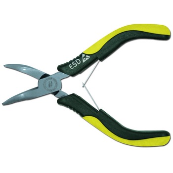 Cleste cu varfuri semirotunde indoite ESD cu maner bimaterial (pentru telefonie) marca Egamaster cu dimensiunea de 130 mm Cleste cu varfuri semirotunde indoite ESD cu maner bimaterial (pentru telefonie) marca Egamaster cu dimensiunea de 130 mm