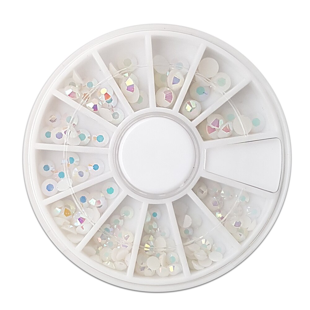 Disc Nail Art Pietricele Albe Cu Reflexii, Marimi Diferite, Culoare Alb, Brand E-Unghii