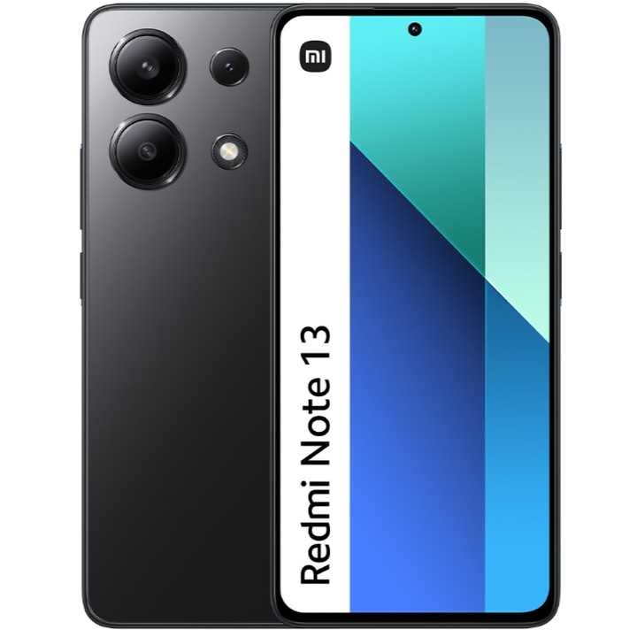 Мобилен телефон Xiaomi Redmi Note 13 4G, осемядрен процесор Qualcomm SM6225 Snapdragon 685, AMOLED 6.67", 8GB RAM, 512GB Flash, тройна камера 108+8+2 MP, Wi-Fi, 4G, Dual Sim, Android Black