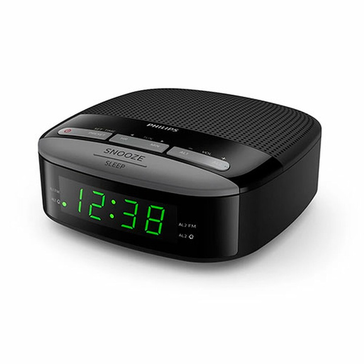Radio cu ceas Philips, negru, functie snooze