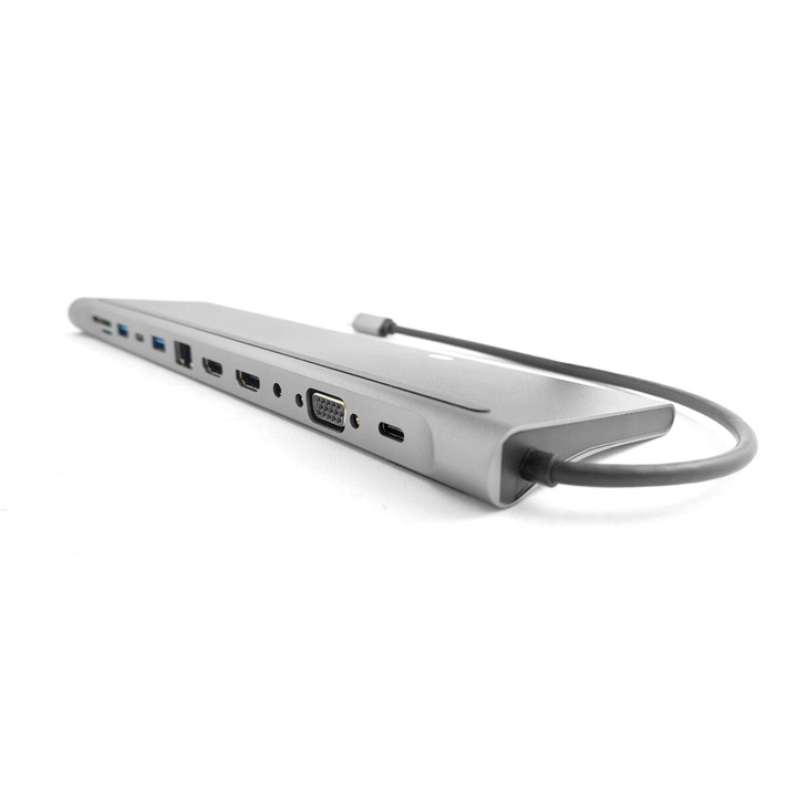 Hub USB 12 gniazd, GOMEDIA, 12 porturi, aluminiu, plug & play