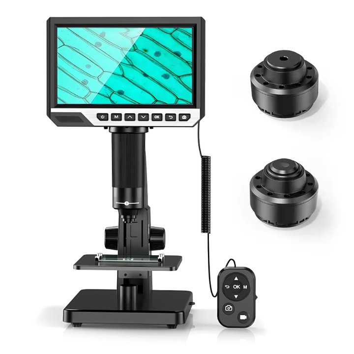 Inskam 315 digitális mikroszkóp, 2000x, 12 Mpx, 7", LED, cserélhető objektívekkel