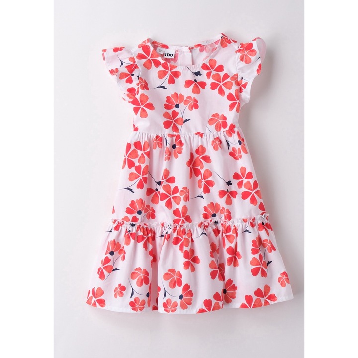 I Do, alkalmi virágmintás ruha lányoknak, fehér, piros, Piros/Fehér