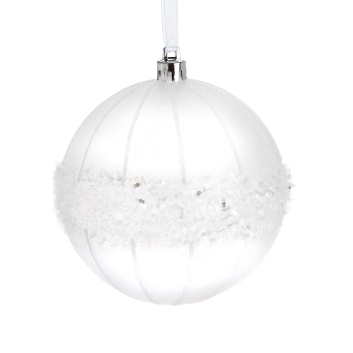 Ornament brad de craciun glob transparent frosty & tinsel ø8cm