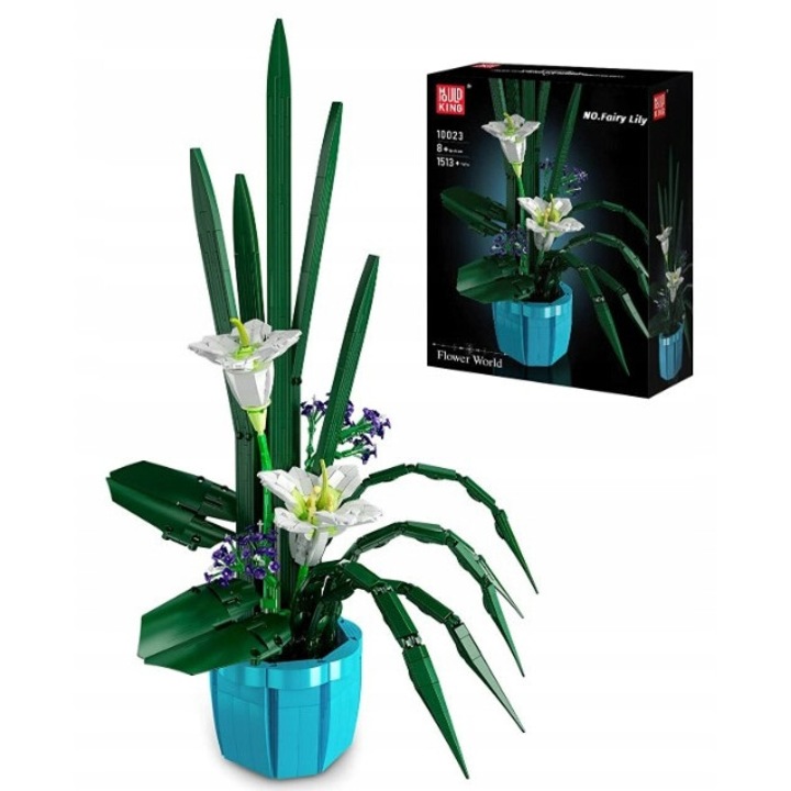 Set de constructie, Mould King, buchet flori, 1513 piese, lilii, multicolor