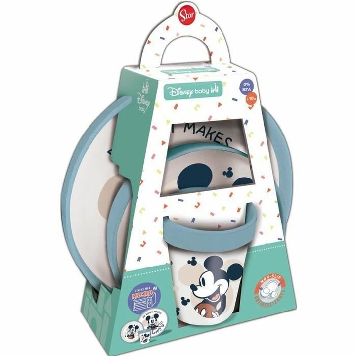 Set de mesa pentru copii mici, Thermobaby Mickey, cana, bol, farfurie