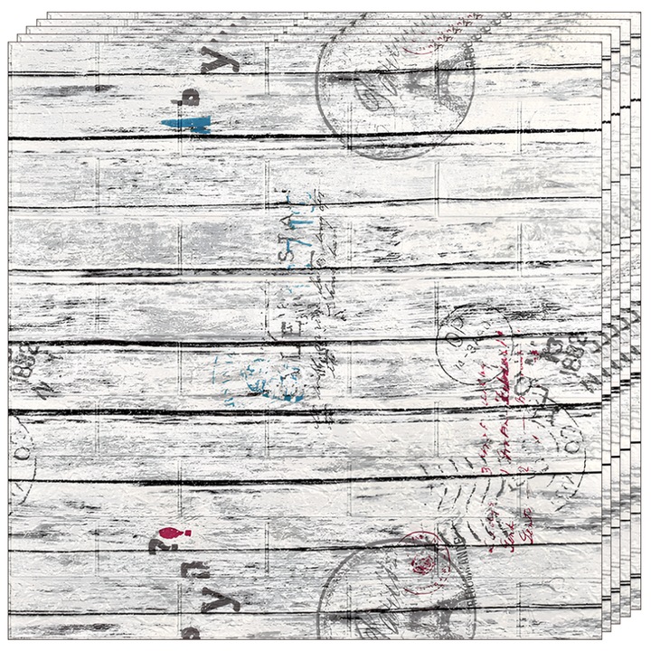 Set 10x Tapet Caramida 3D Teno®, Model Timbru, suprafata acoperire 5.25 mp, autoadeziv, waterproof, usor de montat, design modern, 70x75 cm, gri