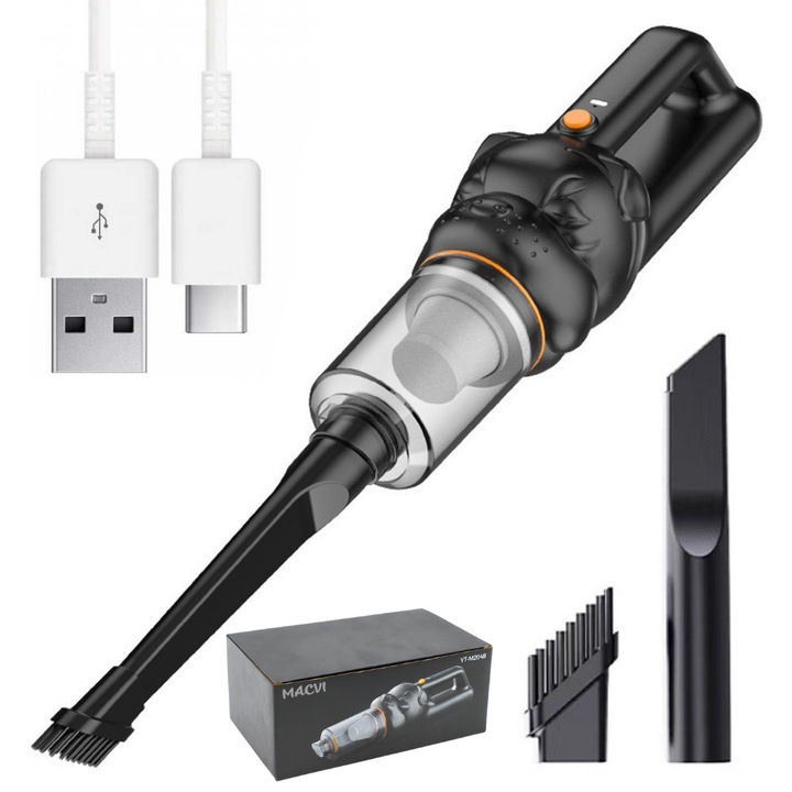 Macvi® hordozható autós és irodai porszívó fúvó és szívó funkcióval, mini, nagy teljesítményű, újratölthető USB-vel