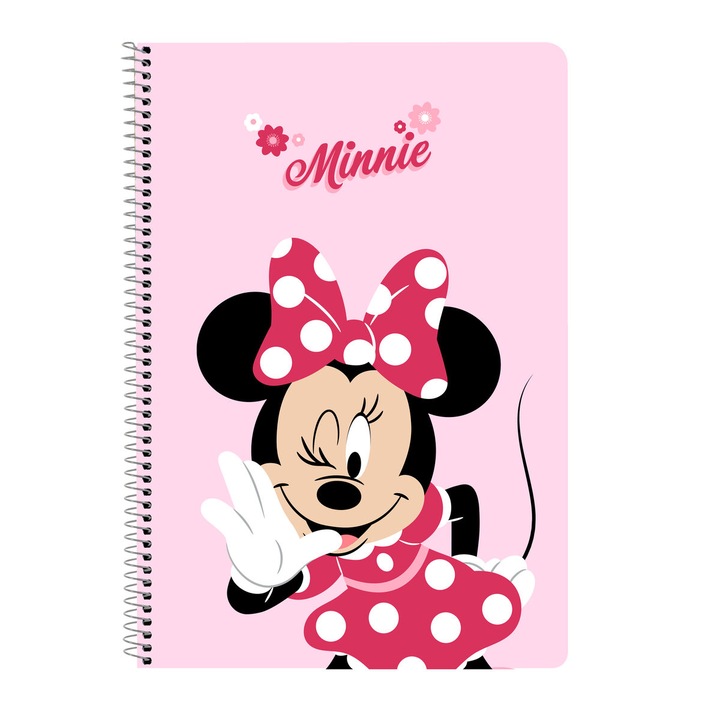 Biblioraft Minnie Mouse, roz, A4, coperti rigide, 80 foi, 21.5x31x1cm