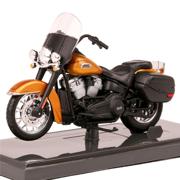 Harley Davidson Heritage Classic modell, narancssárga/fekete, Maisto, 1/18
