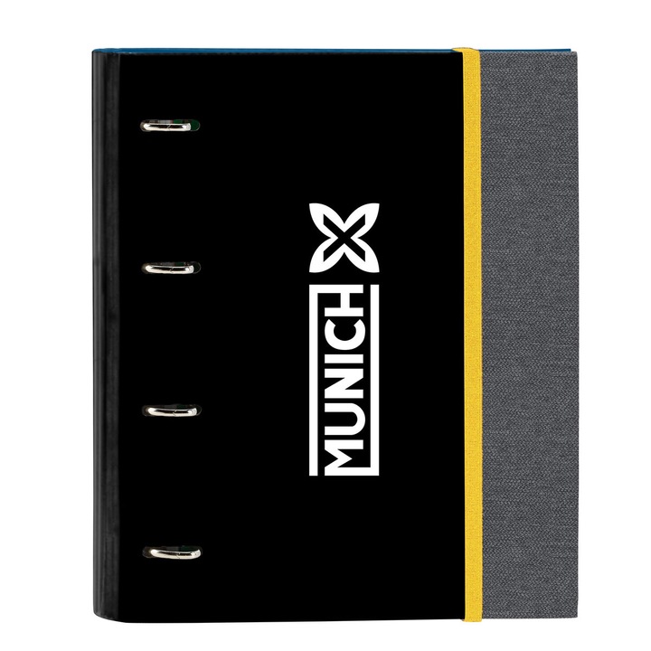 Biblioraft Munich, negru, 4 inele, 27x32x3.5cm