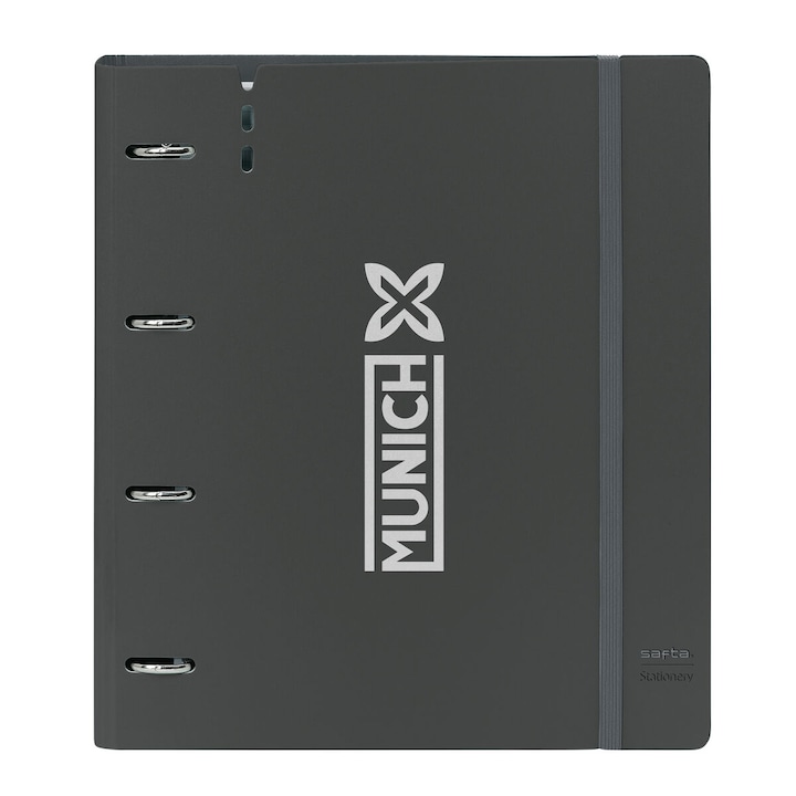 Biblioraft Munich, negru, 4 inele, 27x32x4cm