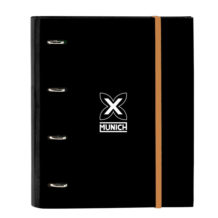 Biblioraft Munich, negru, 4 inele, 27x32x3.5cm, organizator interior, 100 foi de inlocuire