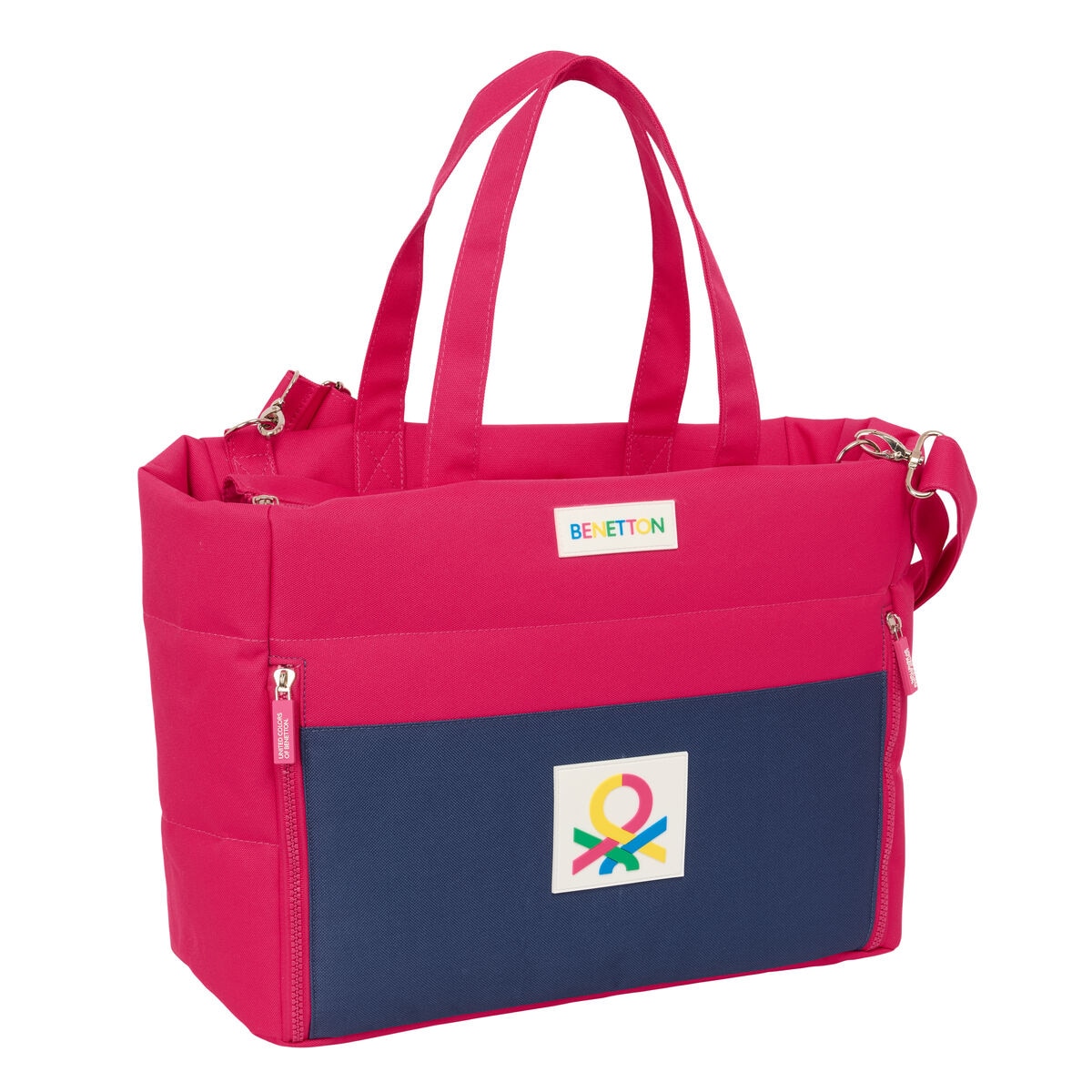 Geanta laptop Benetton Cherry, 40x31x17cm, cu curea ajustabila, 2 buzunare frontale cu fermoar, compartiment pentru notebook pana la 14,1"