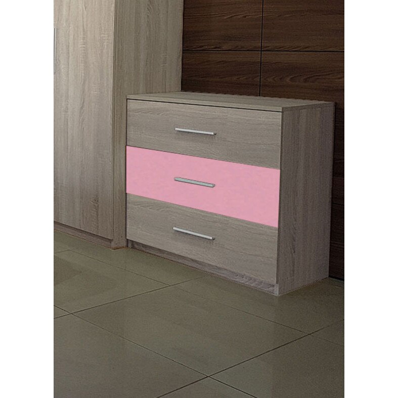 Comoda cu 3 sertare, Ferrara/Roz - eMAG.ro