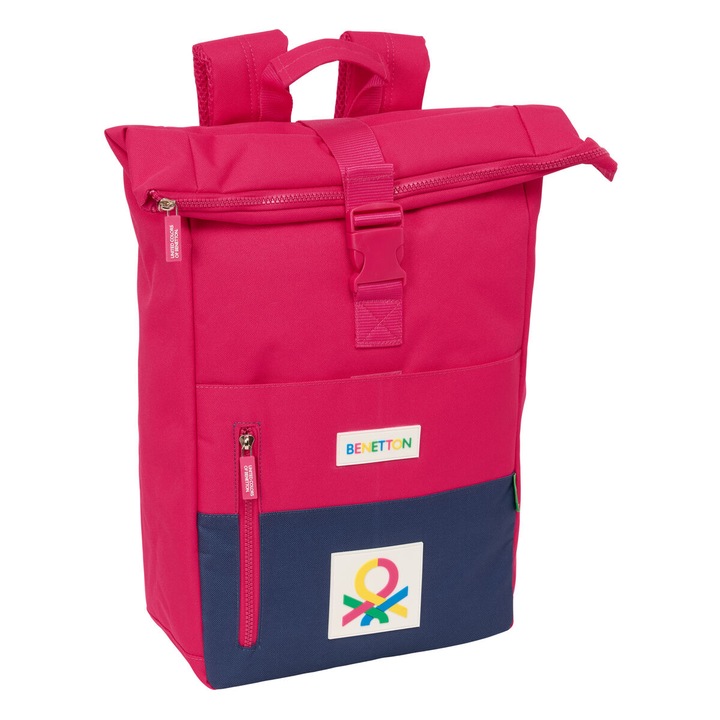 Rucsac casual Benetton, poliester, rosu
