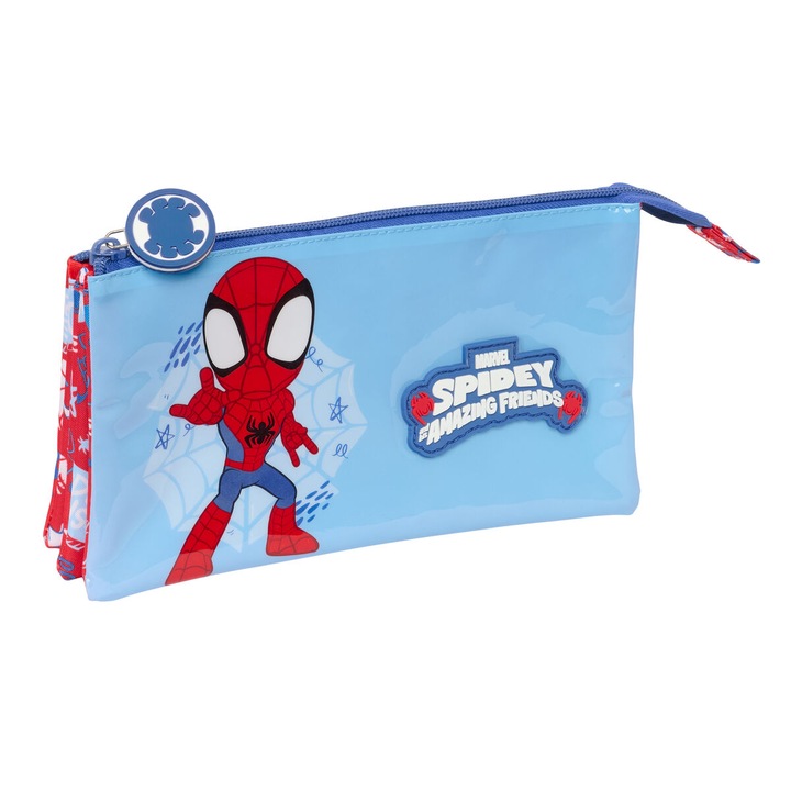 Penar Spider-Man, albastru si rosu, 22x12x3cm, 3 compartimente