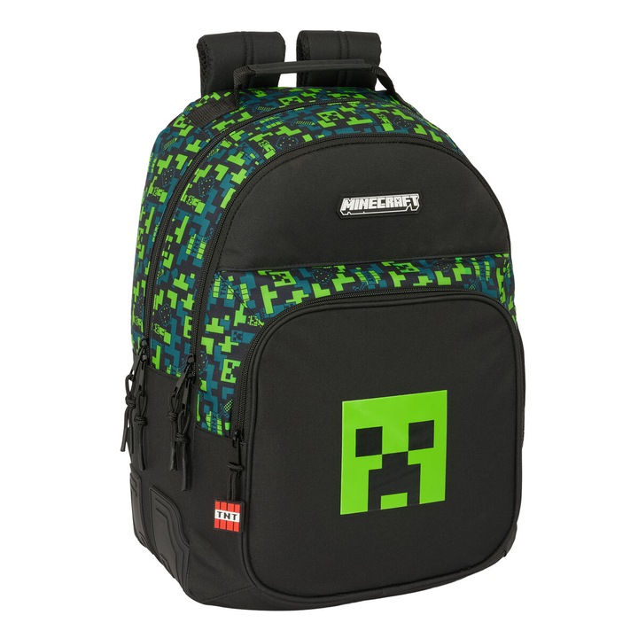 Ghiozdan scolar Minecraft Tnt multicolor 32x42x15cm, cu manere ergonomice si compartimente multiple