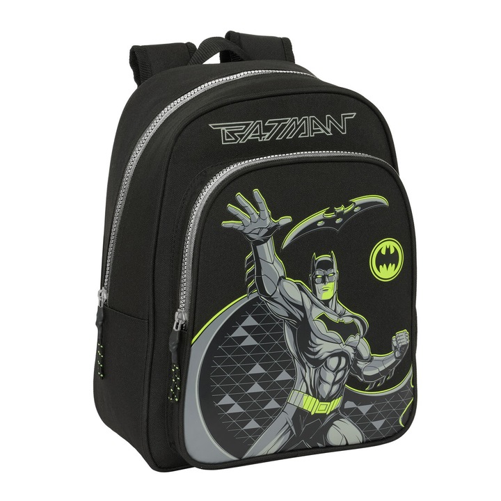 Ghiozdan scolar Batman Game Over, negru, 27x33x10cm, cu padding ergonomic, manere superioare