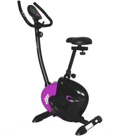 Bicicleta fitness magnetica HMS M9239, volanta 9 kg, greutate maxima utilizator 120 kg, negru/mov