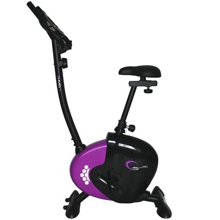 Bicicleta fitness magnetica HMS M9239, volanta 9 kg, greutate maxima utilizator 120 kg, negru/mov