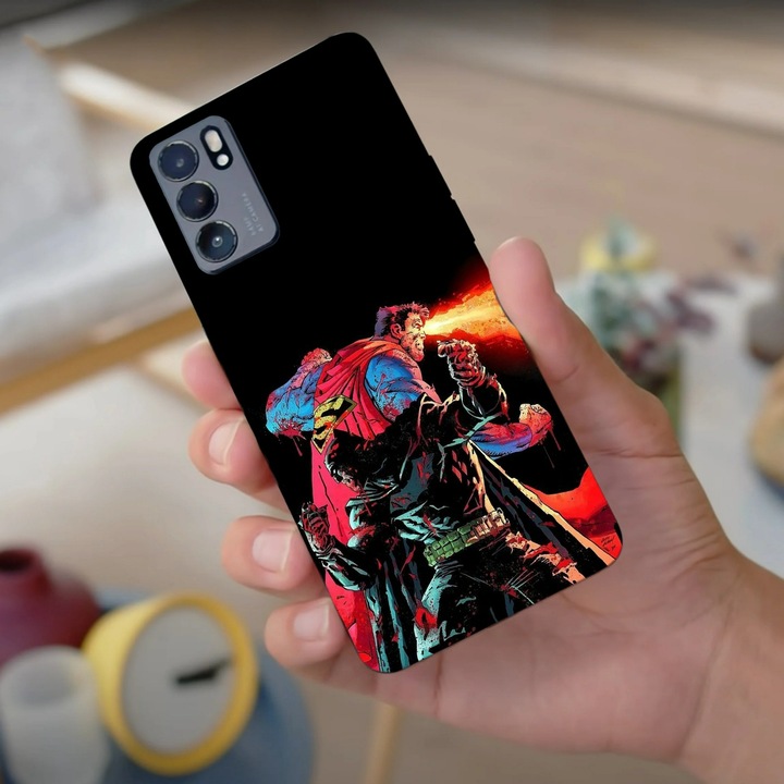 Telefontok kompatibilis: Oppo Reno 12 Pro, Viceversa, Batman & Superman modell, szilikon, TPU