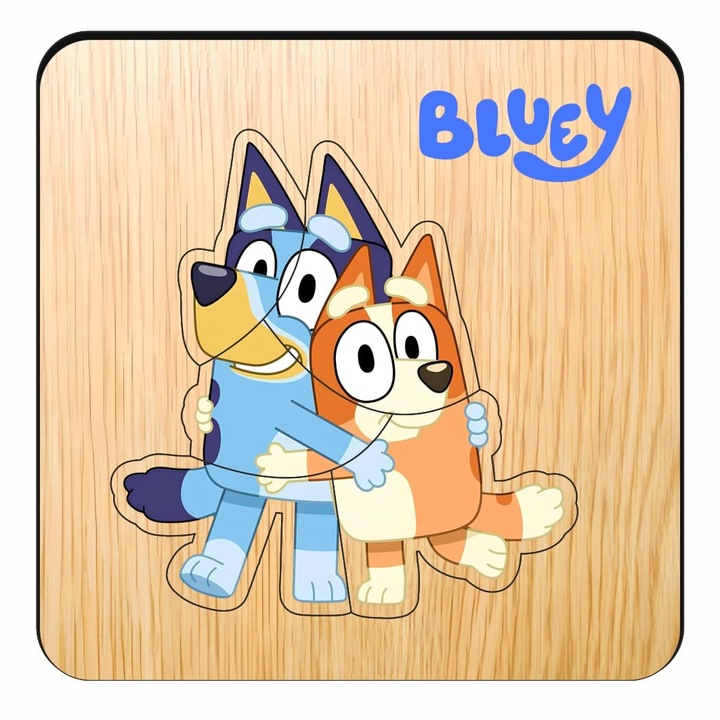 Fa puzzle, Bluey, 5 db, Többszínű, 12×12 cm, PDUV122