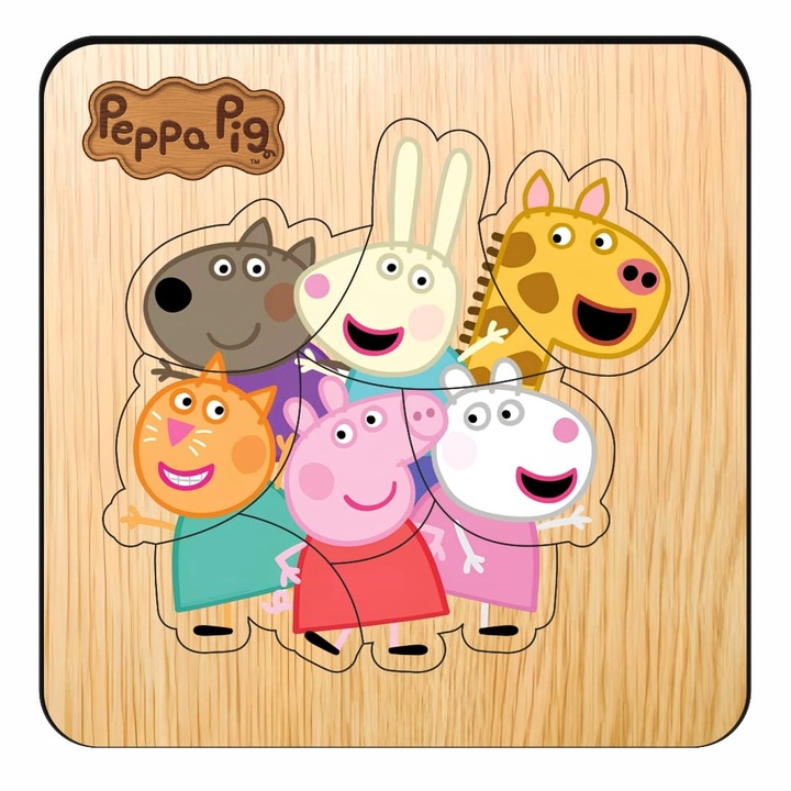 Fa puzzle, Peppa Pig, 8 db, Többszínű, 12×12 cm, PDUV116