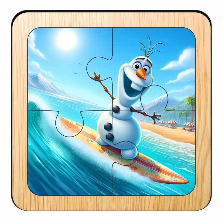 Fa puzzle, Olaf, 4 db, Többszínű, 10×10 cm, PDUV112