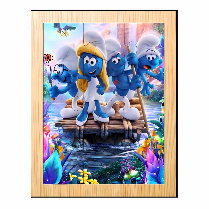 Fa puzzle, Törpök, 9 db, Többszínű, 15×12 cm, PDUV084