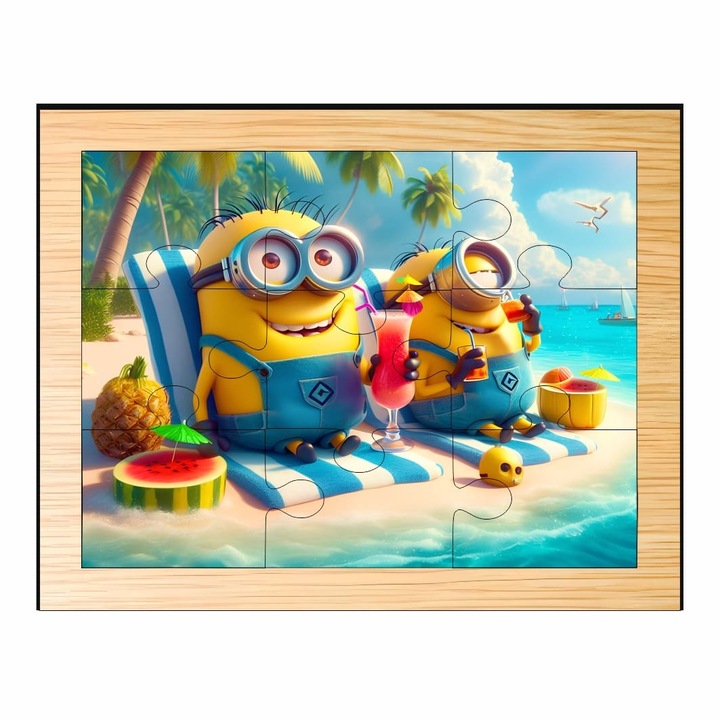 Fa puzzle, Minions, 9 db, Többszínű, 15×12 cm, PDUV076