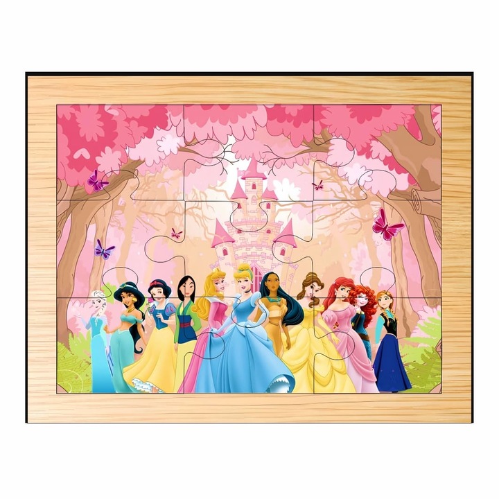 Fa puzzle, Hercegnők, 9 db, Többszínű, 15×12 cm, PDUV051