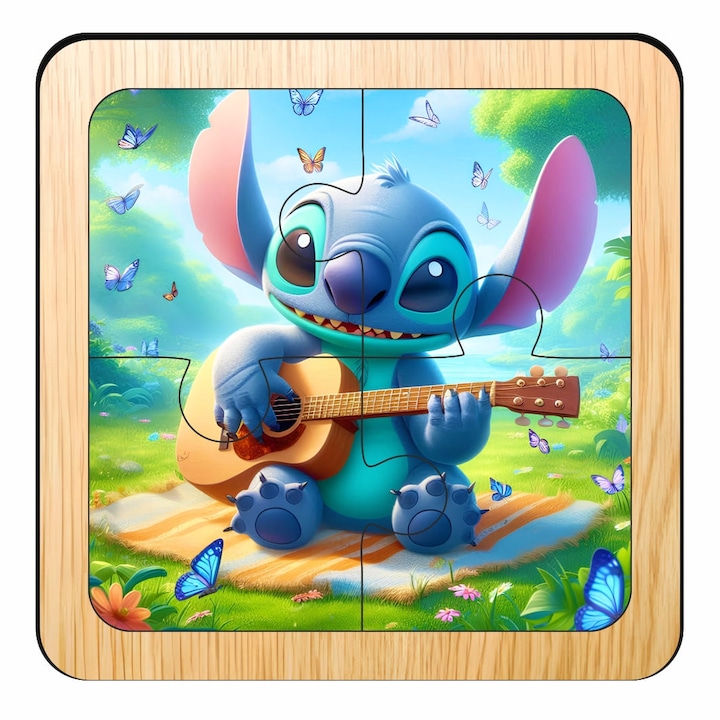 Fa puzzle, Öltés, 4 db, Többszínű, 10×10 cm, PDUV006