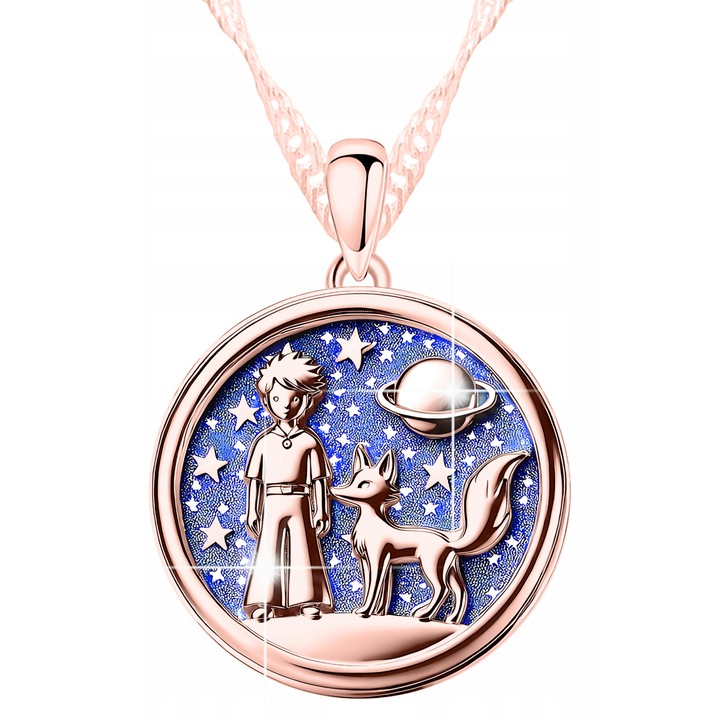 Colier, Larezo, Micul Print, Argint 925, Zirconii, Lungime 42 cm + 3 cm, Greutate 3.7 g, Pentru Femei, Cutie Premium Pentru Bijuterii, Aur Roz