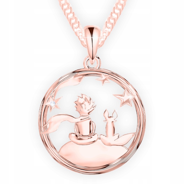 Colier Micul Print, Larezo, Argint, Zirconiu, Roz, 40-45 cm