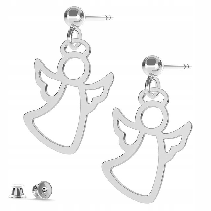 Fülbevaló, Larezo, Angyalka, 925 ezüst, Talisman magassága 16 mm, tűs zár, antiallergén, ajándékcsomagolás, ezüst