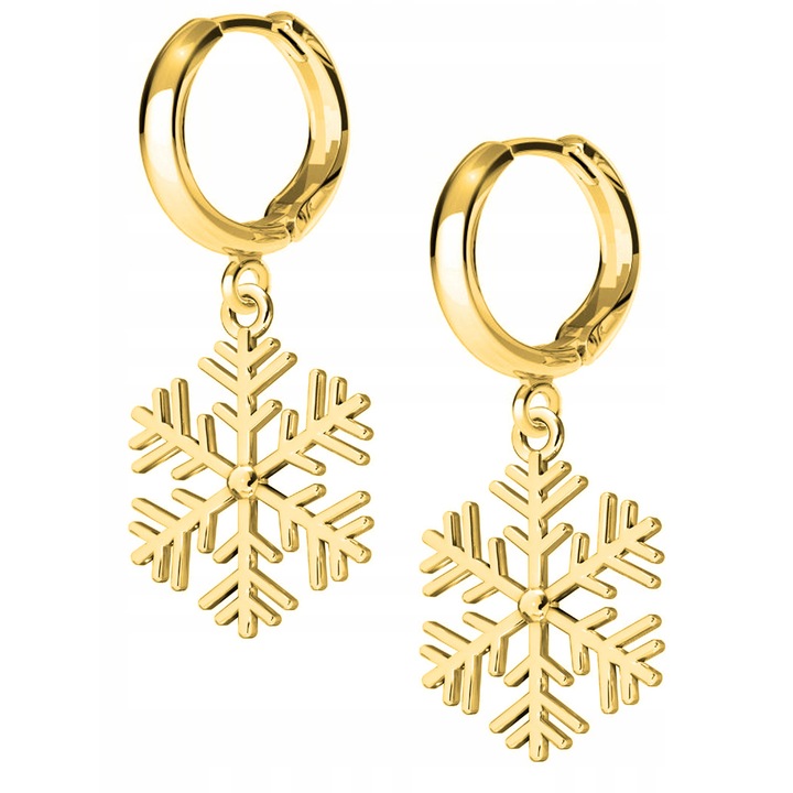 Fülbevaló, Larezo, Hópehely, 925 ezüst, 24 karátos aranyozás, angol zár, magasság 1.8 cm, nőknek, prémium ékszerdoboz ajándékcsomagolásban, ezüst