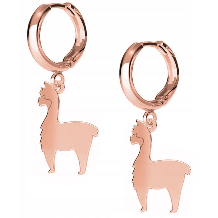 Cercei, Larezo, Argint 925, Aur Roz 18K, Pandantiv 1.9 cm, Motiv Animal, Antialergic, Pentru Femei, Cutie Premium Pentru Bijuterii In Ambalaj De Cadou, Roz